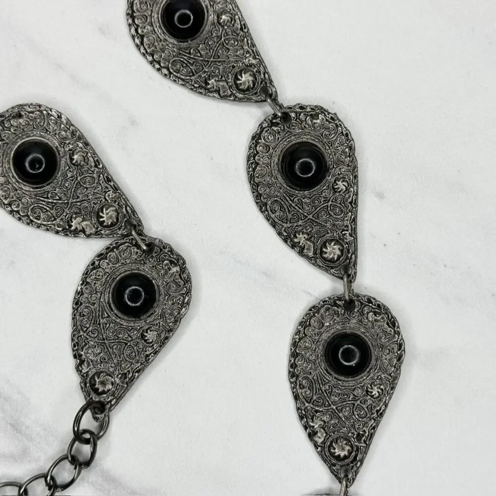 Ornate Studded Black Metal Chain Link Belt Medium/Large (M/L) ✨